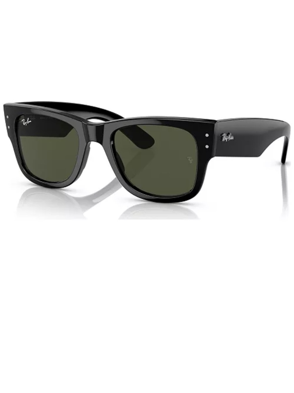 Ray-Ban Unisex MEGA Wayfarer Sunglasses, RB0840S. Frame: black, Lens: Green